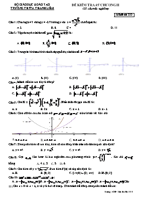 Đề kiểm tra 45 phút chương II môn Toán học